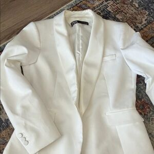 ZARA White Shawl-Collar Blazer
